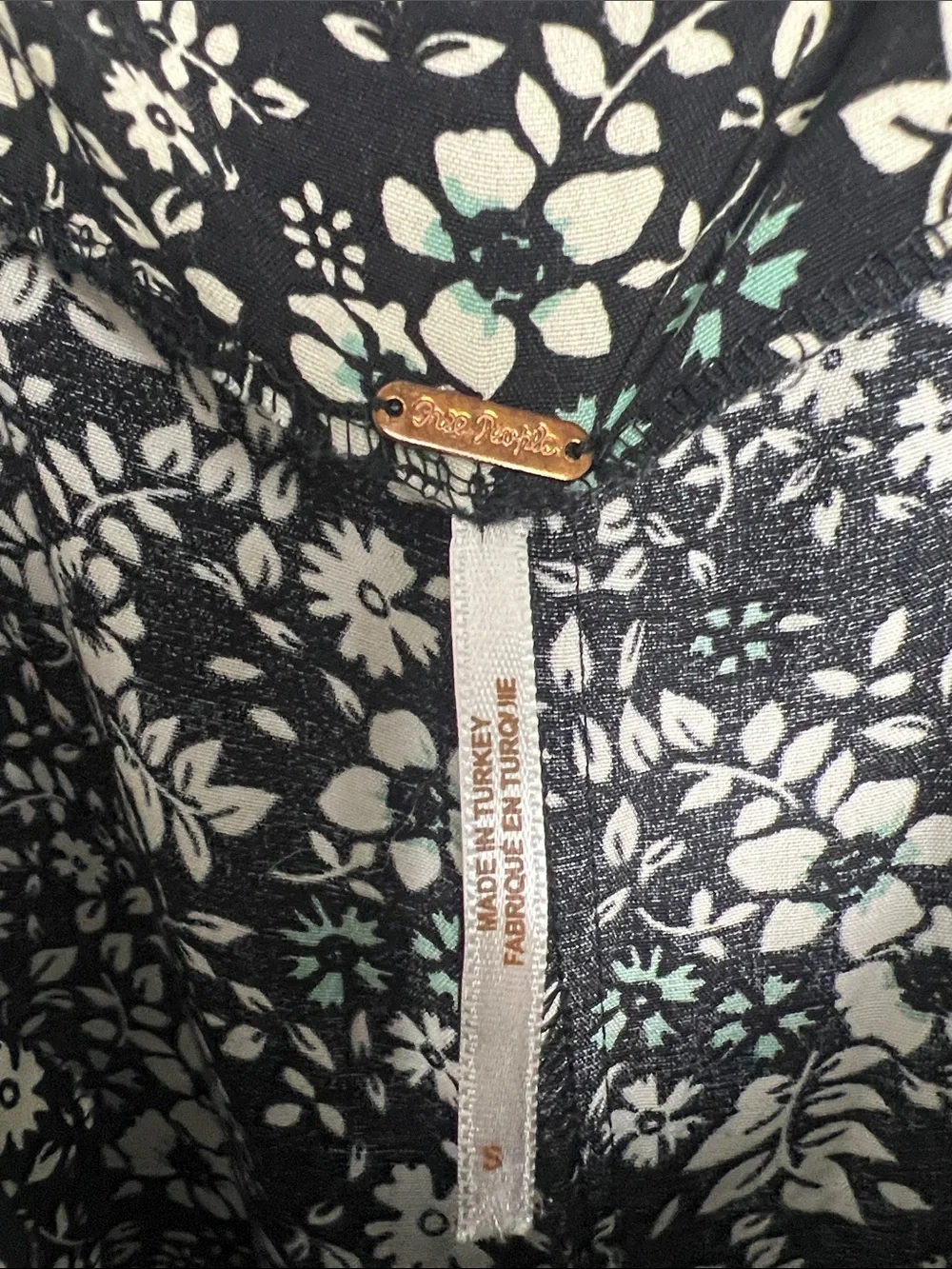 Free People Small Black Floral Cecilia Shoulder Tie Wide Leg Jumpsuit Bohemian